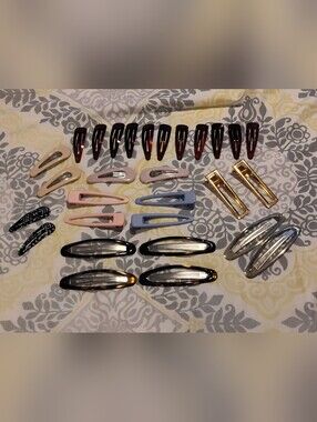 Mixed Set of 28 Snap Barrettes (Multiple Sizes & Colors)